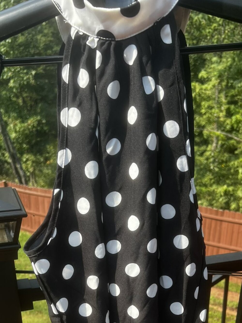 NWOT SHEIN Black & White Polka Dot Tie-Neck Top
